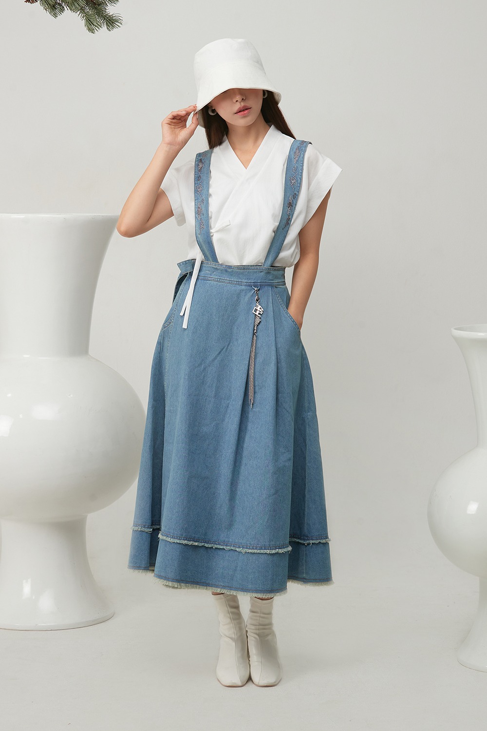 Un Hak Hanbok Jean Skirt [Blue]