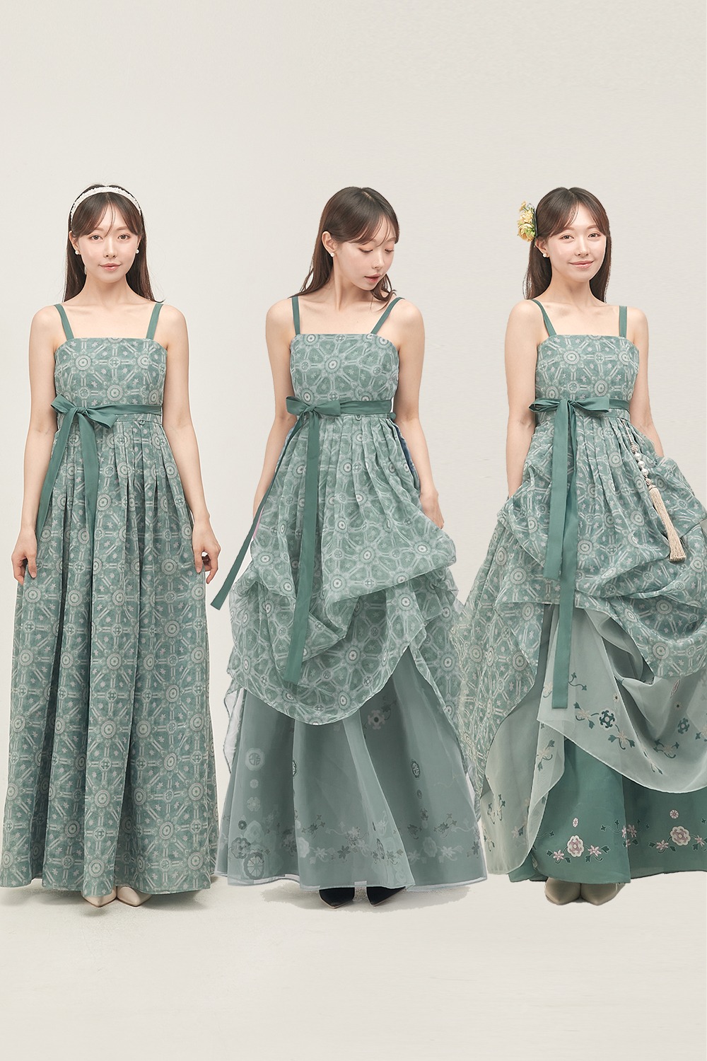 King taejo Eojin Adjust Hanbok Dress [Sage Green]