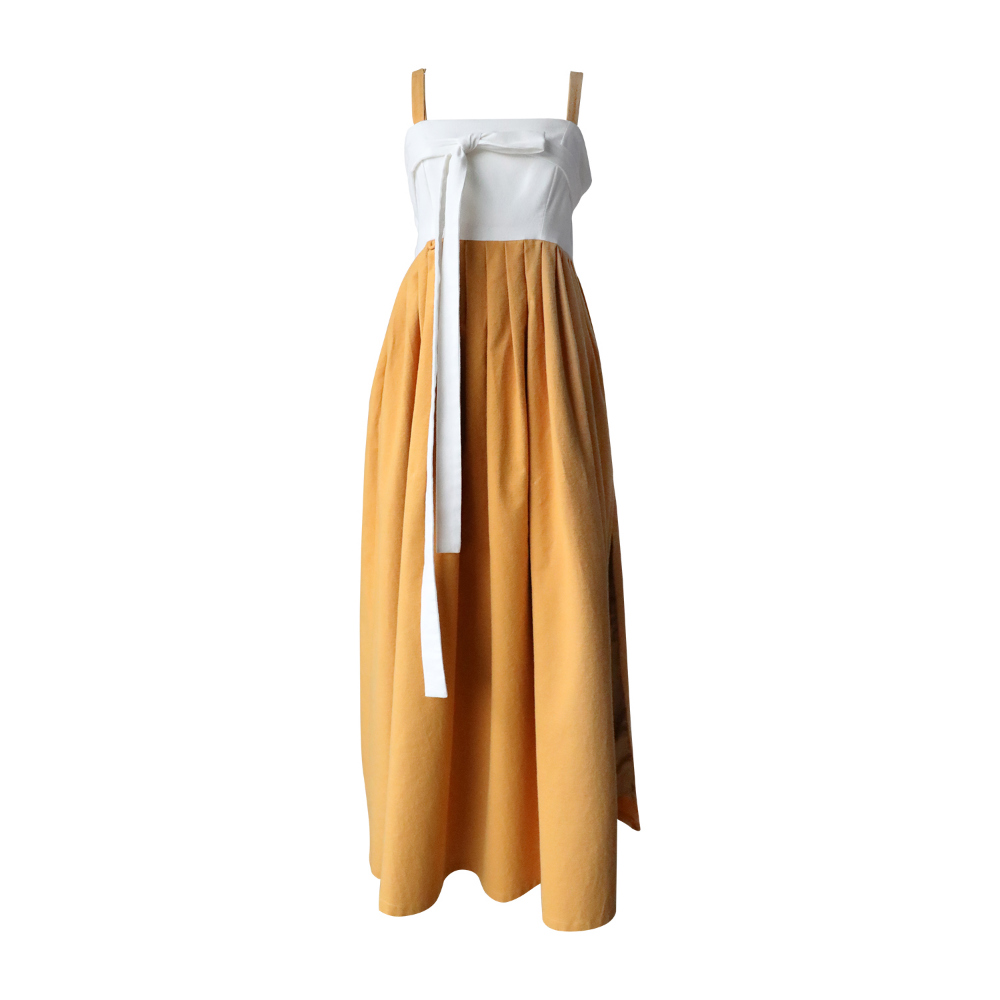 long dress mustard color image-S16L4