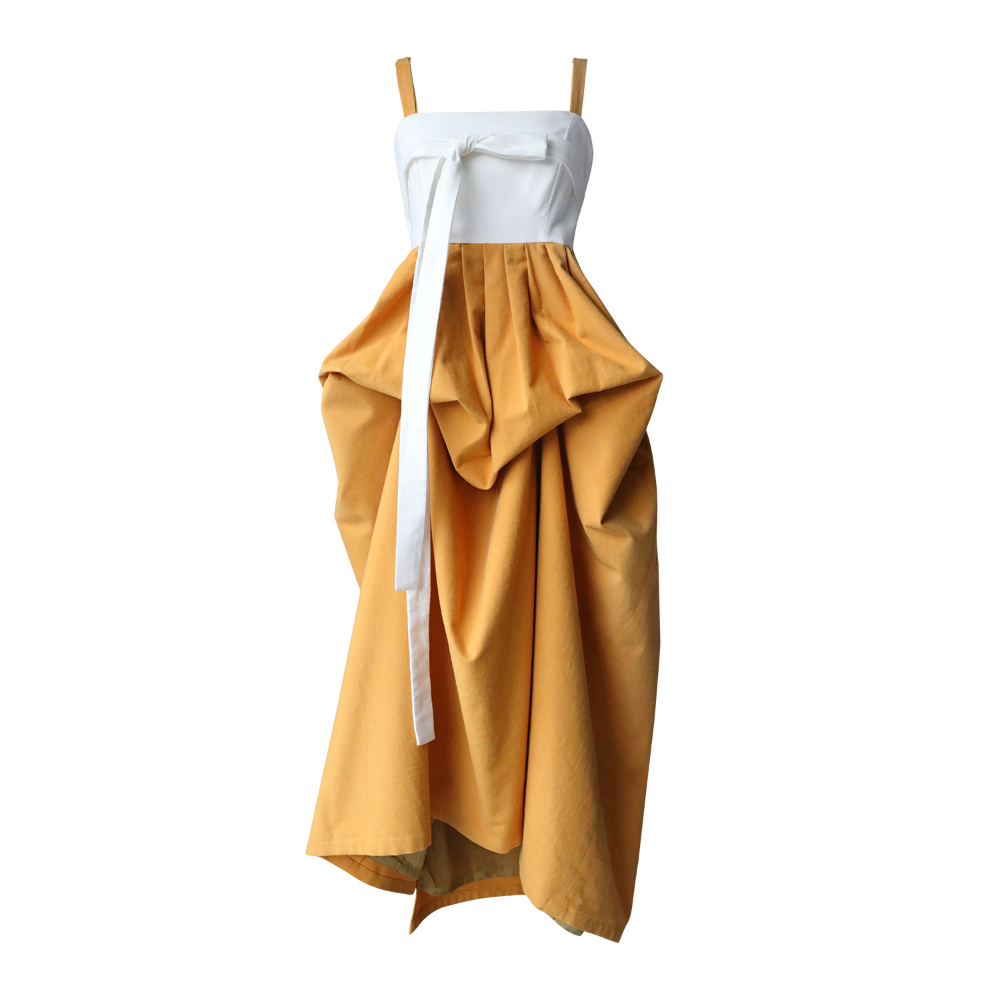long dress mustard color image-S16L5
